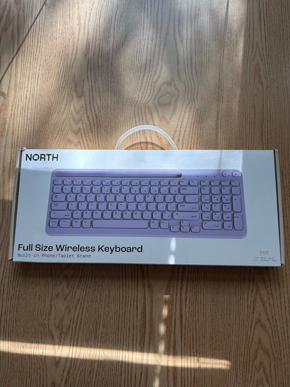 New North Full Size Lavender Wireless Keyboard with Built-in Phone/Tablet Stand